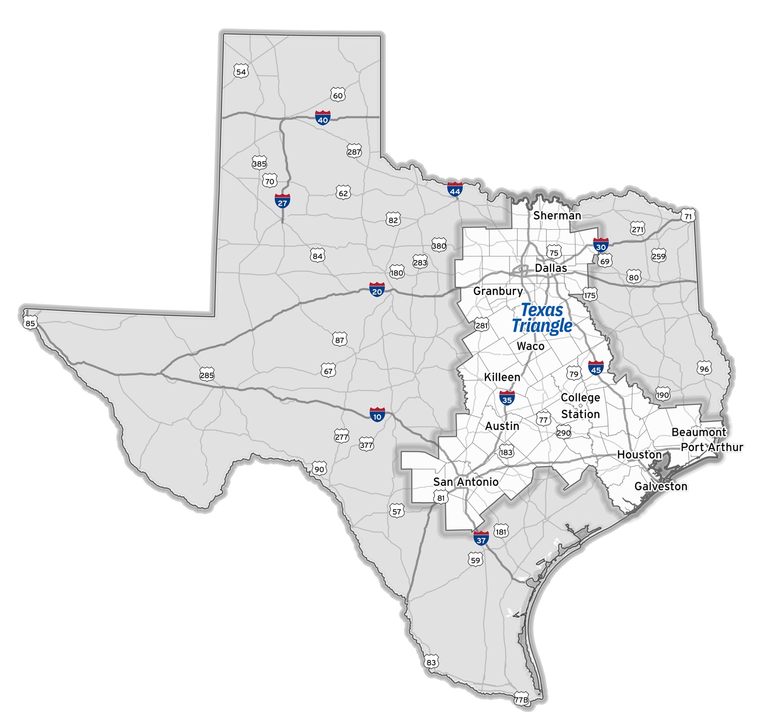 Texas Triangle map